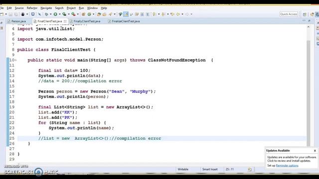 final Vs finally Vs finalize in Java with example смотреть онлайн