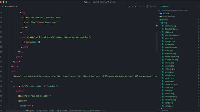 Windows 11 User Interface Using TailwindCSS | Speed Code