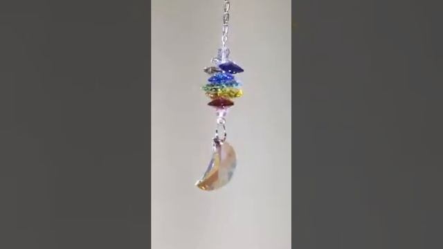 Crystal ornament 3-in made with Swarovski crystal Aurora Borealis Moon colorful rainbow cascade смотреть онлайн
