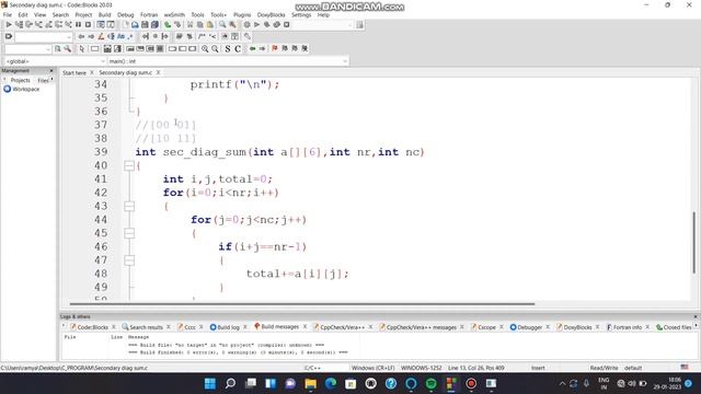Finding the Sum of Secondary Diagonal Elements of a Matrix using C Programming смотреть онлайн