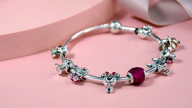 Pandora Moments Bangle Fuchsia Pink Heart Charm with Disney Mickey and Minnie Collection Bangle Set смотреть онлайн