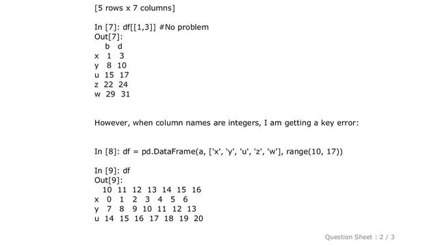 Pandas : Index pandas DataFrame by column numbers, when column names are integers смотреть онлайн