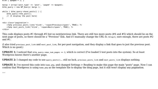 Wordpress: Pagination for previous page/next page (with more than one post/page) смотреть онлайн