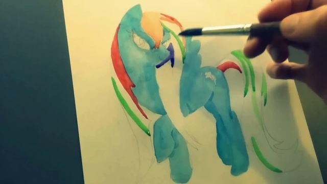 Как нарисовать Радугу Дэш из Май Литл Пони #1 Рисунок красками My Litle Pony Rainbow Dash смотреть онлайн