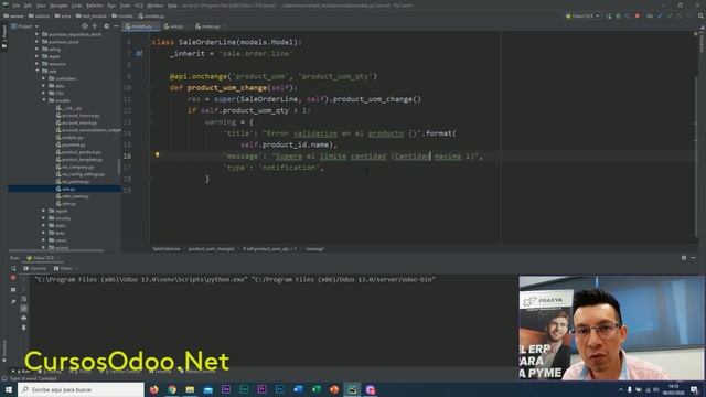 Tutorial Odoo 13 Avanzado GRATIS - Como lanzar un Warning en un evento Onchange смотреть онлайн