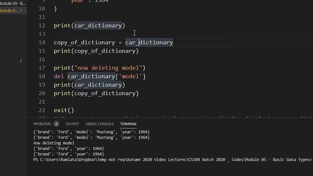CS384 Python Programming Module 05 Basic Data Structures Lec 10 Dictionaries Part 3 Copy смотреть онлайн