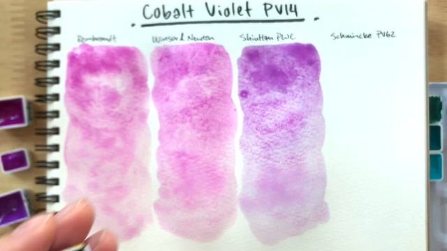 Cobalt Violet PV14 Watercolor Comparison - Rembrandt, Winsor & Newton, Shinhan PWC, Schmincke смотреть онлайн
