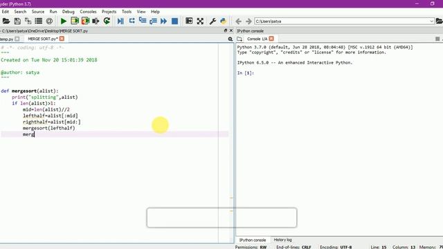 Merge sort in python смотреть онлайн