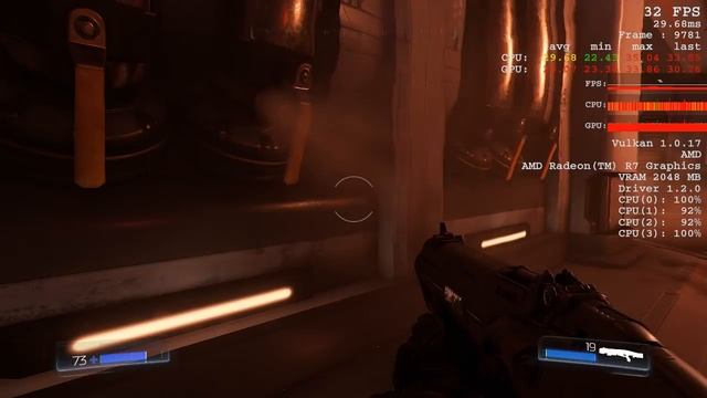 DOOM 2016 demo with Vulkan , on AMD Kaveri 7850 k APU fps too смотреть онлайн