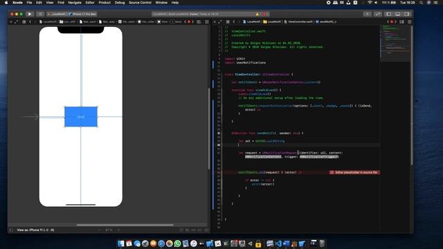 Локальные уведомления. UNUserNotificationCenter. смотреть онлайн