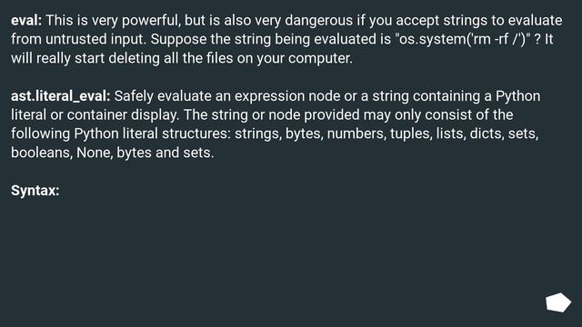 Using python's eval() vs. ast.literal_eval() смотреть онлайн