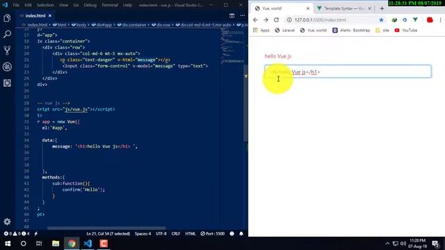 Vue js bangla tutorial | Vue js Template Syntax Interpolations v text, v html,v once Part-04 смотреть онлайн
