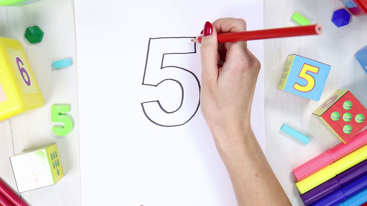 Numeral 5. Study the numeral five, educational video смотреть онлайн