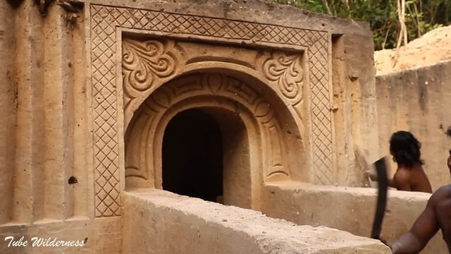 Build Underground Tunnel House and Palm Swimming Pool& Leaf Bathtub смотреть онлайн