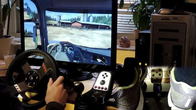 Euro Truck Simulator 2 |146 km/h |2500BHP mod |Logitech G27 |delivery |crash |feet/pedals cam смотреть онлайн