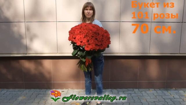 Букеты из 101 красной розы. Высота цветов в букетах: 80см., 70см., 60см. смотреть онлайн
