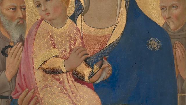 Sano di Pietro | Madonna and Child with Saint Jerome, Saint Bernardino, and Angels смотреть онлайн