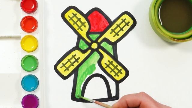 Windmill Drawing, Coloring and Painting for Kids, Toddlers | Let's Draw Together смотреть онлайн