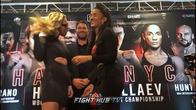 BATTLE OF THE BEAUTIES! AMANDA SERRANO & HEATHER HARDY GO FACE TO FACE IN NEW YORK смотреть онлайн