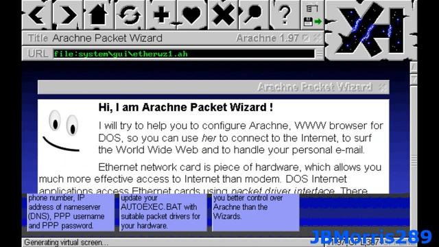 Arachne DOS Browser In DOSBox