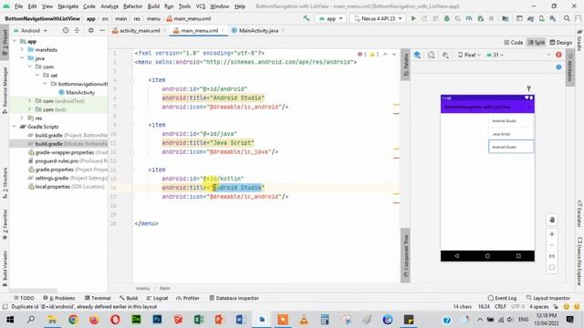 How to Implement BottomNavigation with ListView | Part 1 | Android Studio 4.2.2 смотреть онлайн