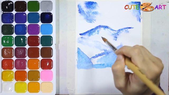 Как нарисовать ГОРЫ Акварелью для начинающих смотреть онлайн