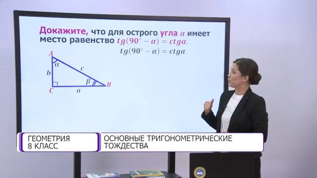 Геометрия. 8 класс. Основные тригонометрические тождества /10.12.2020/ смотреть онлайн