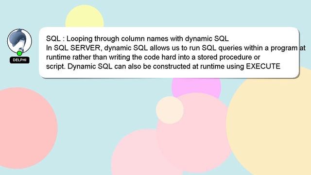 SQL : Looping through column names with dynamic SQL смотреть онлайн