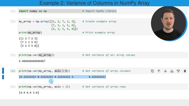 Calculate Variance of NumPy Array in Python (3 Examples) | Apply np.var Function to Columns & Rows смотреть онлайн