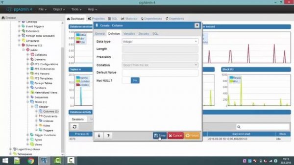 creating database and table with postgresql(pgAdmin)