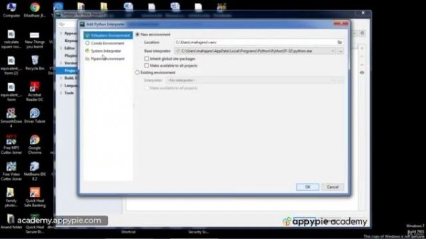 Setting the Python interpreter for Pycharm - Lesson 06