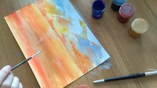 Вечерний пейзаж I Техника: гуашь смотреть онлайн