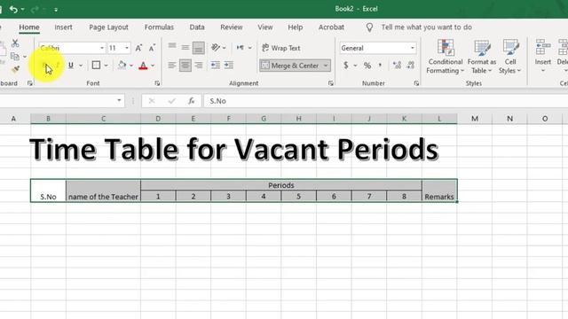How to Create Timetable For Vacant Periods in Microsoft Excel 2019 || Time table in excel sheet смотреть онлайн
