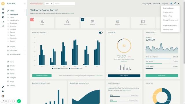 Epic - HRMS, Job & Project Management Admin Template смотреть онлайн