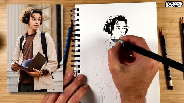 How to sketch this QUICKLY with a brush pen (INK DRAWING TUTORIAL) смотреть онлайн