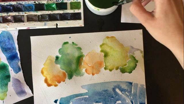 Рисуем пейзаж "От пятна" акварелью смотреть онлайн