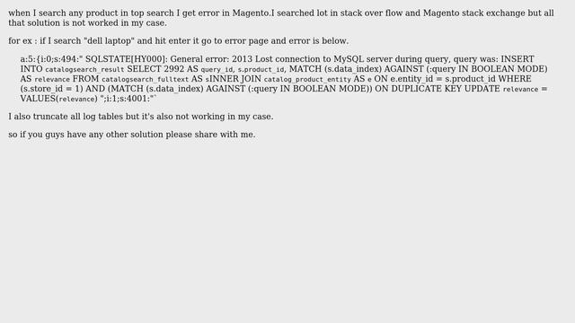 Magento: General error: 2013 Lost connection to MySQL server during query in Magento смотреть онлайн