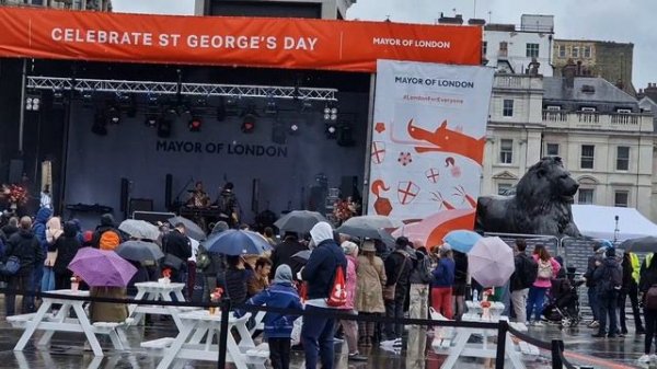 Saint George's Day is celebrated on 23 April,Trafalgar Square in London