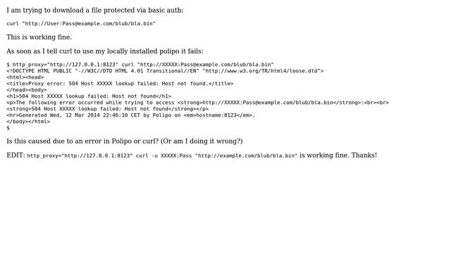 Unix & Linux: Using curl to access basic auth protected website via proxy (polipo) (2 Solutions!!) смотреть онлайн