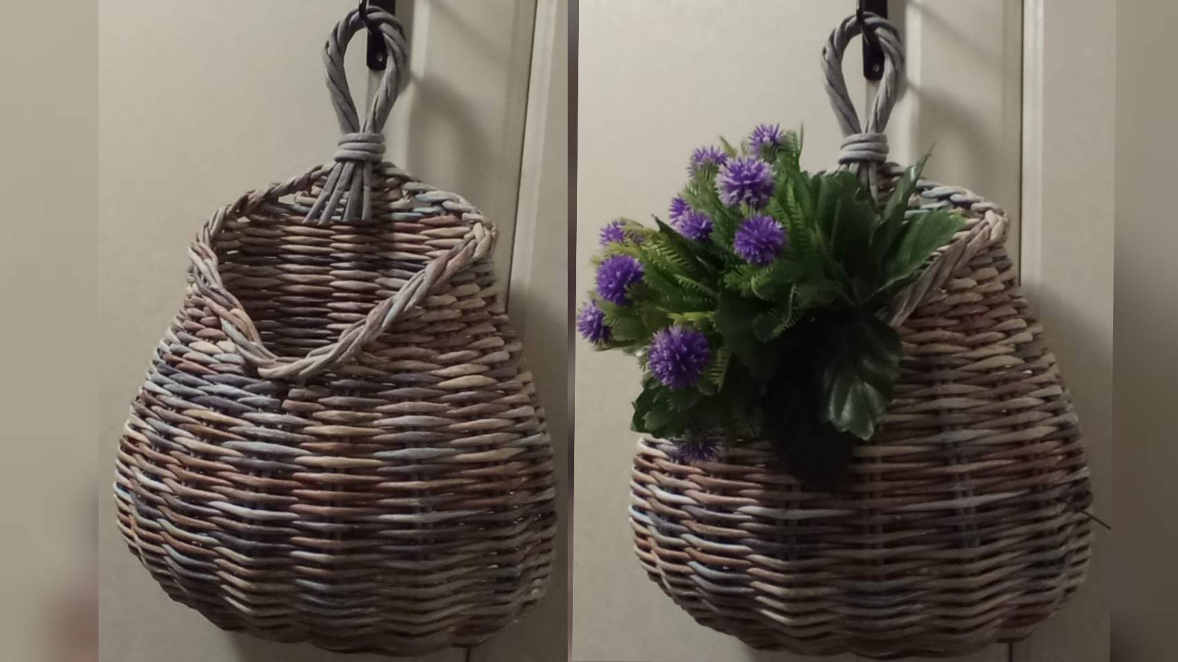 МК. Подвесная коробка "Обшарпе" из бумажной лозы. #95 смотреть онлайн