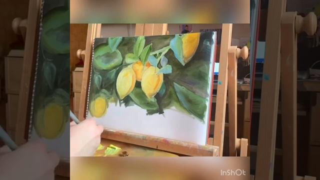 Мастер класс/Живопись Маслом / Как рисовать Лимоны ? смотреть онлайн
