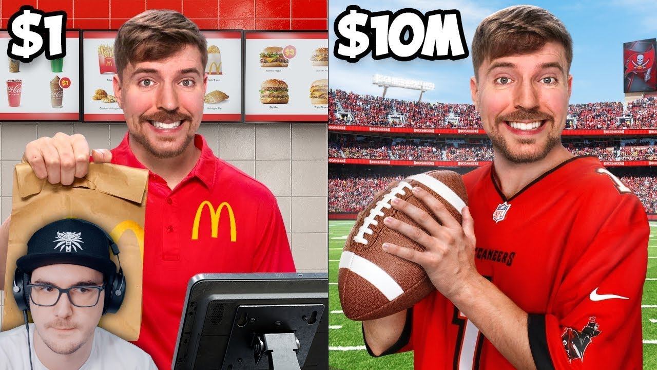 Работа за $1 vs $10,000,000 ► Мр Бист (MrBeast) | Реакция смотреть онлайн