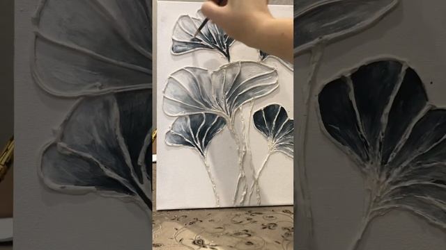 DIY МК Объёмная интерьерная картина с золотом | Картина «Цветы» смотреть онлайн