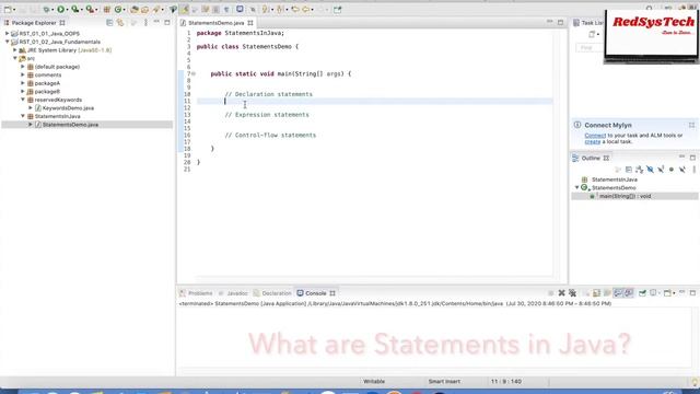 # 19 What are Statements in Java? | Statements | How to write a Statement in Java| Java | RedSysTec смотреть онлайн