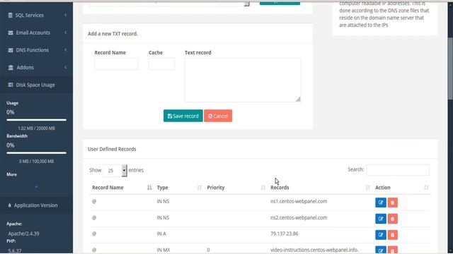 CWP - User Panel: DNS records tutorial смотреть онлайн