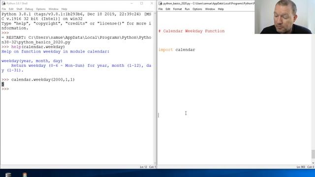 Python Basics Tutorial Calendar Weekday Function смотреть онлайн