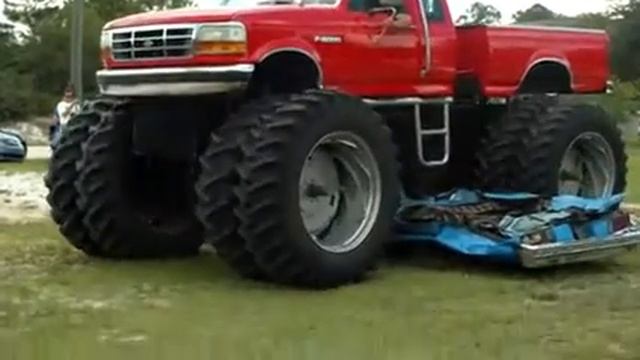 Truck Monster раздавил тачку смотреть онлайн