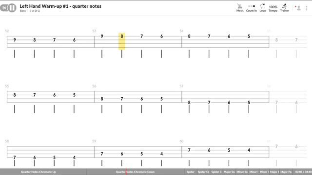 Lessons: Fret Hand Warmup #1 - Quarter Notes смотреть онлайн
