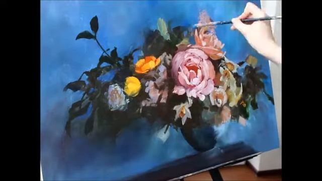 Букет цветов маслом/ Flowers. Oilpainting смотреть онлайн