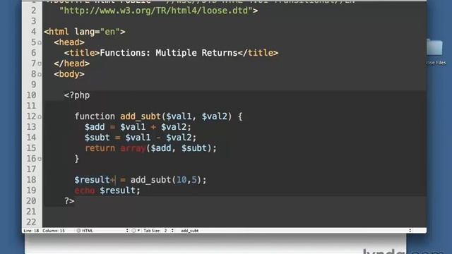 051 Возврат множества значений (Lynda.com) Изучаем php смотреть онлайн